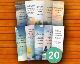 Bible Verse Bookmark Bundle: Christian Scripture Gift (PNG, PDF, JPG Digital Download)