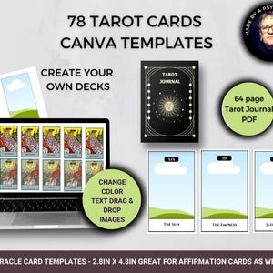 Tarot Deck Template, Editable 78 Cards Tarot Card Canva Template, Custom Deck Template, Full Deck Tarot Design, Customisable Tarot Template