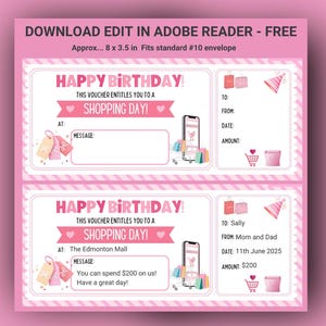 誕生日ショッピング券 - 編集可能なギフト券 - サプライズショッピングデーチケット