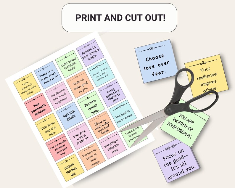 Printable Positive Message Motivational Cards
