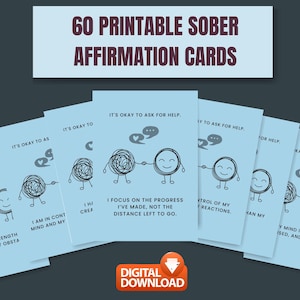 Nüchterne Affirmationskarten - Affirmationskarten zur Genesung - Positive Zitate zur Genesung - Digitaler Download - 12-Schritt-Nüchternheitsgeschenke