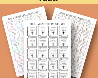 Bible Feelings Chart Printable - Emotions Wheel with Scriptures - Emotional Healing Verses