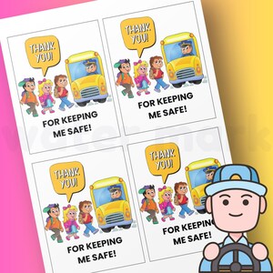 Busfahrer Danke Busfahrer Wertschätzung Digital Download Karte - Niedlicher Busfahrer oder Crossing Guard Printables. Sofortiger Download.