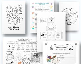 Creation Craft Bibel Geschichte Färbung Aktivität für Kinder, Gottes 7 Tage der Schöpfung druckbar