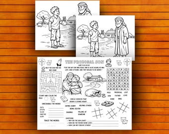 The Prodigal Son Bible Activity Placemat: Sunday School Coloring Page (PDF Download) Christian Printable