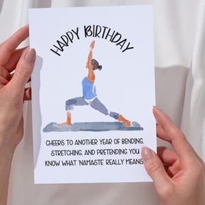 Printable Yoga Birthday Card - Namaste Birthday - Funny Yoga Card -  Inhale Exhale Down Dog - 4x6 and 5x7 Printable - Digital PDF