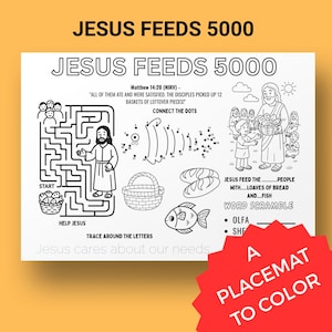 PRINTABLE Bible Stories Kids, Bible Coloring Page Kids, Bible Activity for Church, Sunday School Activity Mat Sheet, Bible Activity Placemat