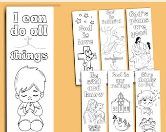 Bible Verse Coloring Bookmarks - Scripture Verses - Christian Printable - Sunday School Craft Activity
