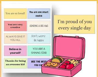 Printable Lunchbox Notes For Kids, Cute School Notes, Positive Affirmations, Encouraging Lunch Notes
