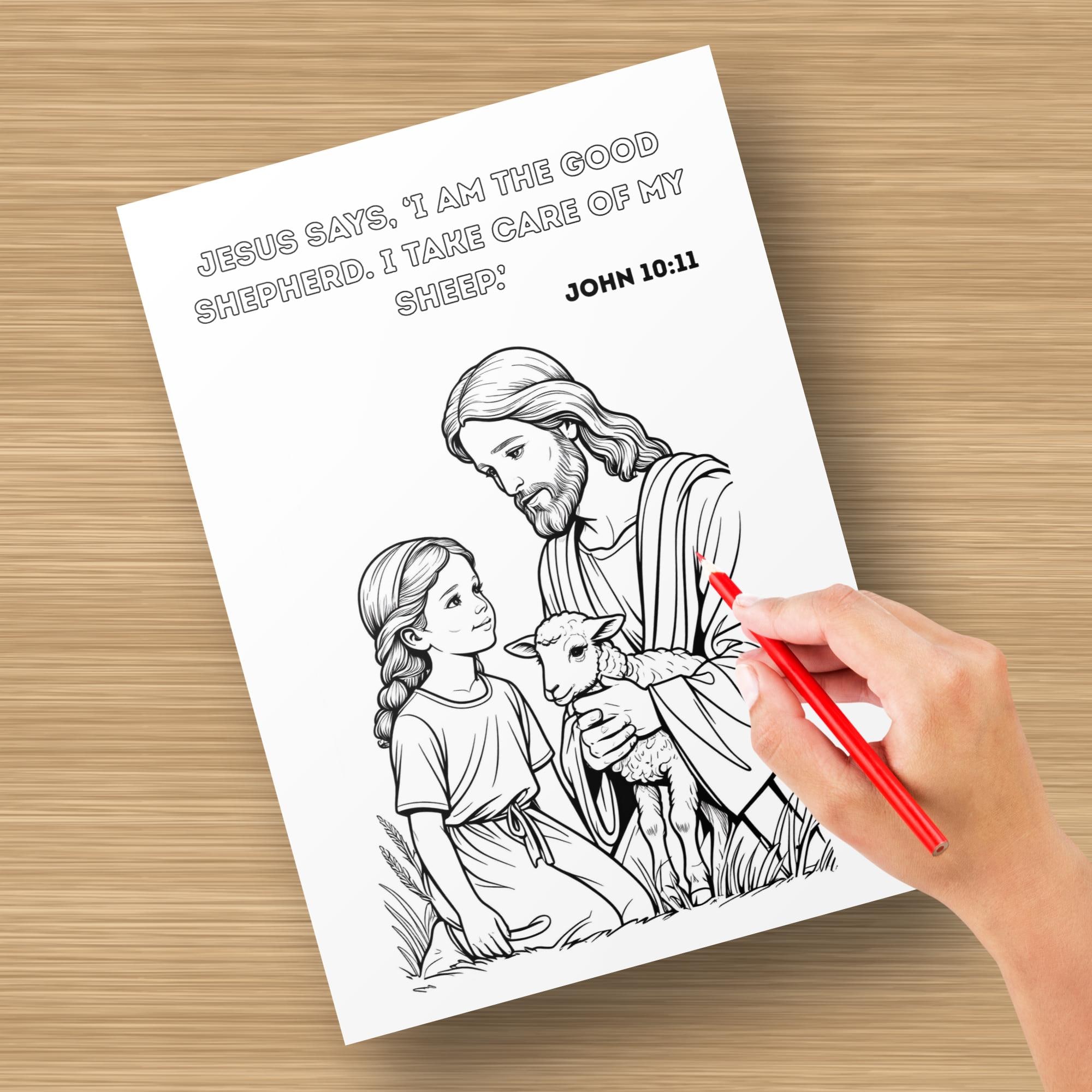 Good Shepherd Coloring Page - Jesus and the Lamb - Christian Kids ...