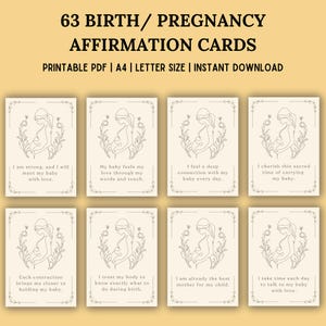 Birth Affirmation Cards | Baby Shower Gift | Positive Birth | Printable Cards | Digital Download | Multiple Sizes