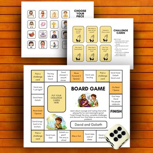 Juego de manualidades de David y Goliat / Lección bíblica para niños de la escuela dominical y actividad cristiana para la educación en casa