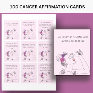 Tarjetas de afirmación sobre el cáncer para imprimir, apoyo para pacientes con cáncer, descarga digital, citas inspiradoras para luchadores contra el cáncer