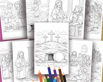 Pagine da colorare con storie di Pasqua, storie religiose di Pasqua per bambini, è risorto, Settimana Santa, schede con storie di Pasqua della Bibbia, attività per la scuola domenicale