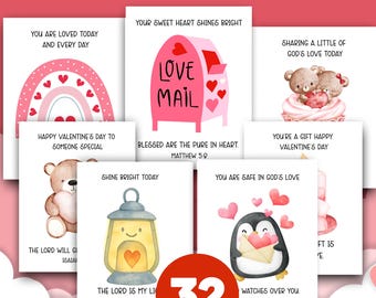 Valentine’s Day Bible Verse Cards, Christian Valentine Cards, Bible Verse Printable Flashcards, Activity for Kids, Biblical Flashcard