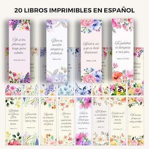 Marcadores de livros com versículos bíblicos em espanhol, marcadores de livros com versículos bíblicos para impressão, presentes cristãos, design floral, marcadores de livros exclusivos