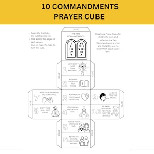 Printable Prayer Cube Bible Verse Craft for Kids - Sunday School Lesson 10 Commandments