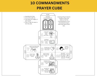 Ten Commandments Cube Craft for Kids, Printable Sunday School Bible Activity
