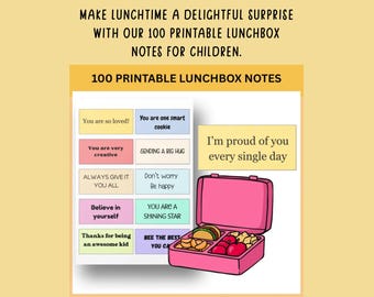 Printbare lunchboxbriefjes voor kinderen, leuke schoolbriefjes, positieve affirmaties, bemoedigende lunchbriefjes