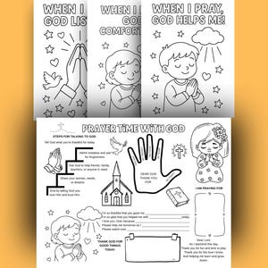 Gebedsmat om af te drukken | Bijbelactiviteit voor kinderen | Gebed met 5 vingers | Kleuractiviteit voor de zondagsschool | Christelijke placemat
