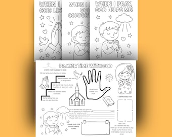 Prayer Mat Printable Kid Bible Activity | 5 Finger Prayer | Sunday School Coloring Activity | Christian Placemat