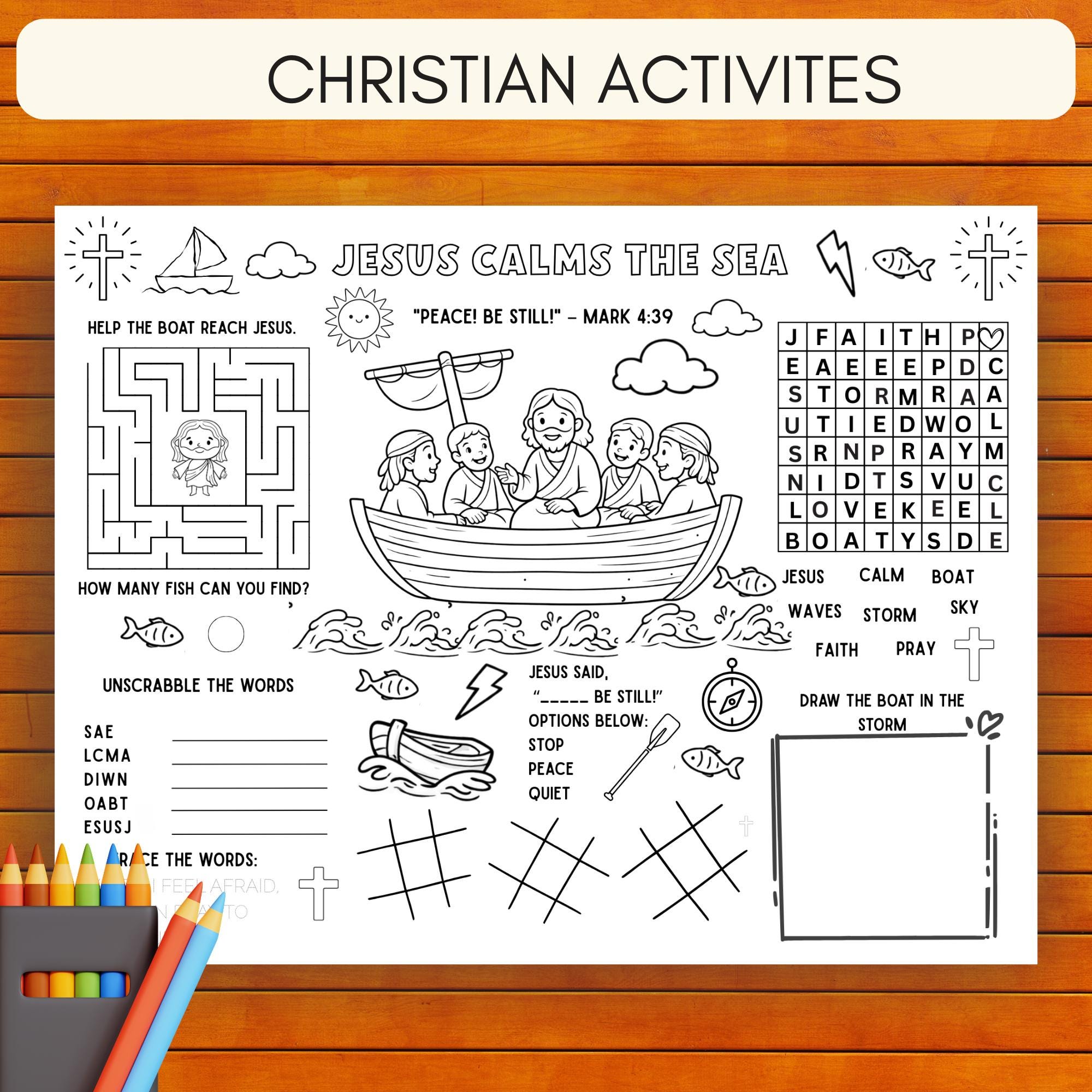 Jesus Calms Storm Coloring Page – Bible Story Activity for Kids ...