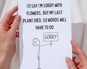 I'm Sorry Card Printable Forgive Me Card -  Digital Apology Card - Instant Download - Cute Sorry Card for Him or Her - Funny Apology Card