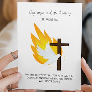 Catholic Confirmation Printable Card with Saint Quote for Digital Download, Unique Design for Boys and Girls, Perfect Gift Idea
