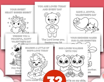 Valentine’s Day Bible Verse Cards, Christian Valentine Cards, Bible Verse Printable Flashcards, Activity for Kids, Biblical Flashcard