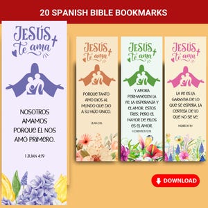 Spanish Bible Verse Bookmarks - Printable Scripture Bookmark Set - Christian Gifts - Floral Encouragement