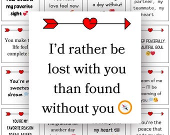 100 Printable Love Notes: Romantic Couple Lunchbox Cards