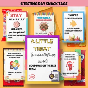 Druckbare Testtag Snack-Tag Klassenzimmer Leckerli-Tag Druckbare Studenten Ermutigung Abschluss Schule Test nehmen Glück Leckerli