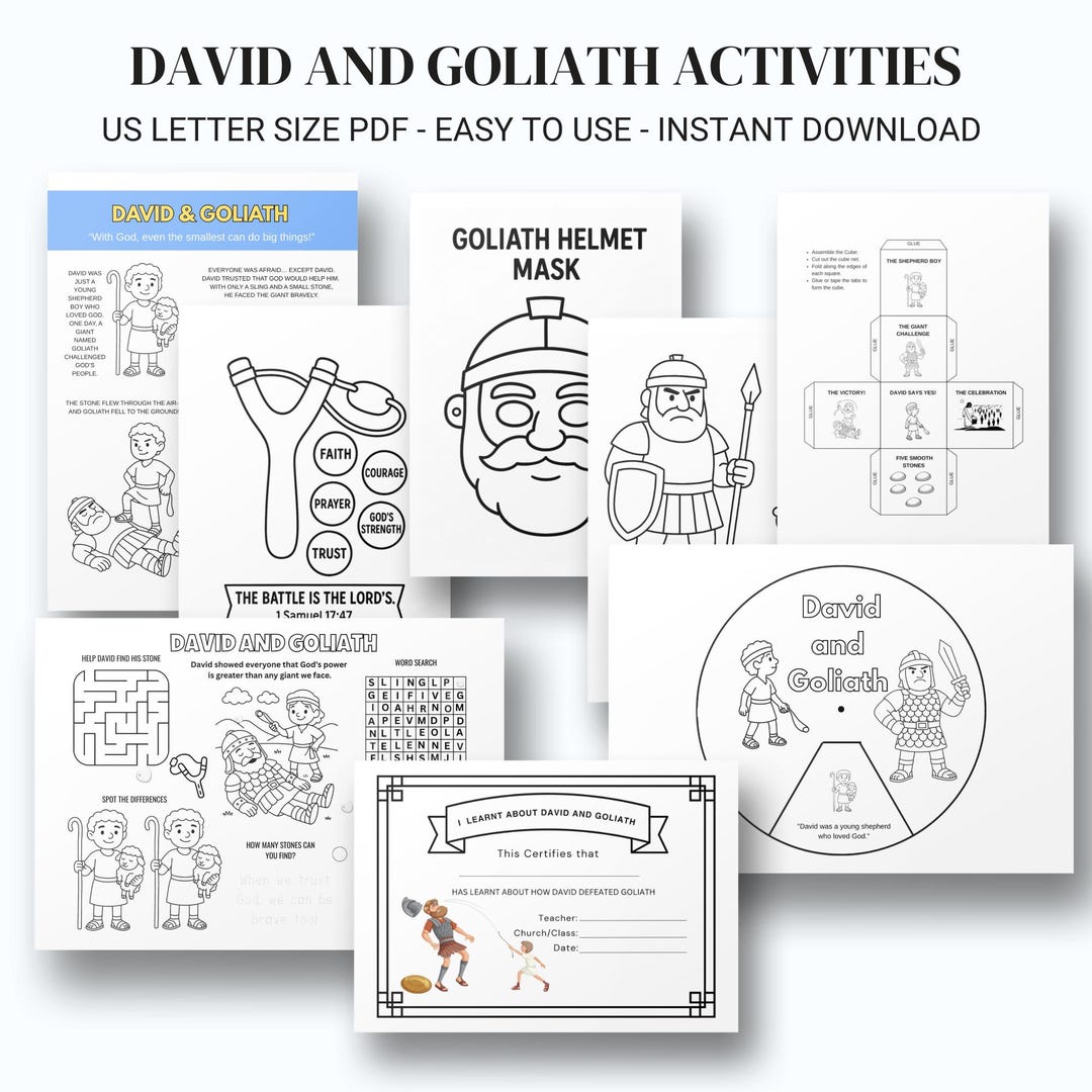 David and Goliath Bible Craft Printable | Sunday School Activity for ...