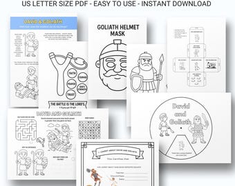 David and Goliath Bible Craft Printable | Sunday School Activity for Kids