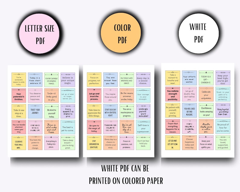 Printable Positive Message Motivational Cards