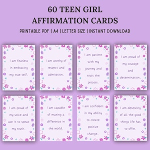 Positive Affirmation Cards For Teenage Girls - Teen Self Care - Printable Cards - Positive Quotes For Teens - Affirmation Cards Teens