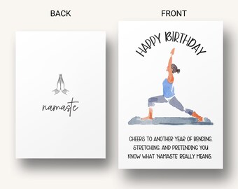 Yoga Birthday Card Wine Birthday Card Yoga Card For - View #13