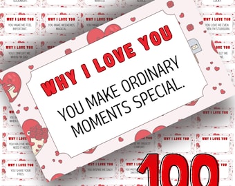 Little Love Notes, Romantic Mini Cards for Him or Her, Lunchbox Note