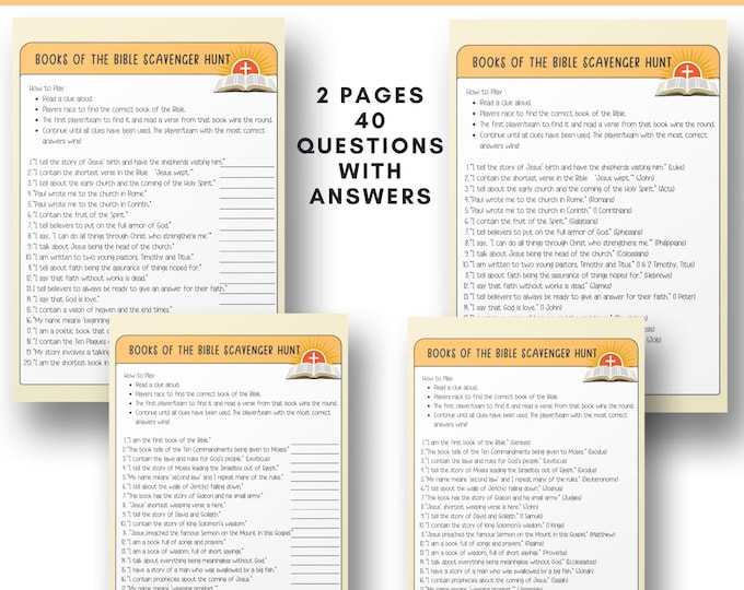 Books of the Bible Scavenger Hunt Game Printable Church Game Women's ...
