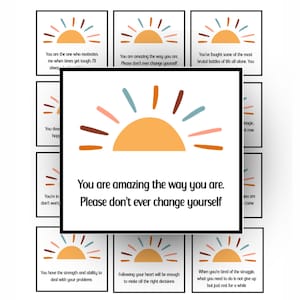 Ausdruckbare Mini-Karten für mehr Freundlichkeit: Positive Affirmationen, Mutmach-Zettel für die Brotdose