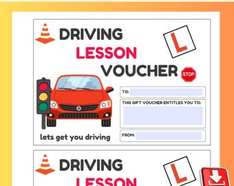 Driving Lesson Voucher - Learner Driver Gift - 17th Birthday Surprise - Editable Printable