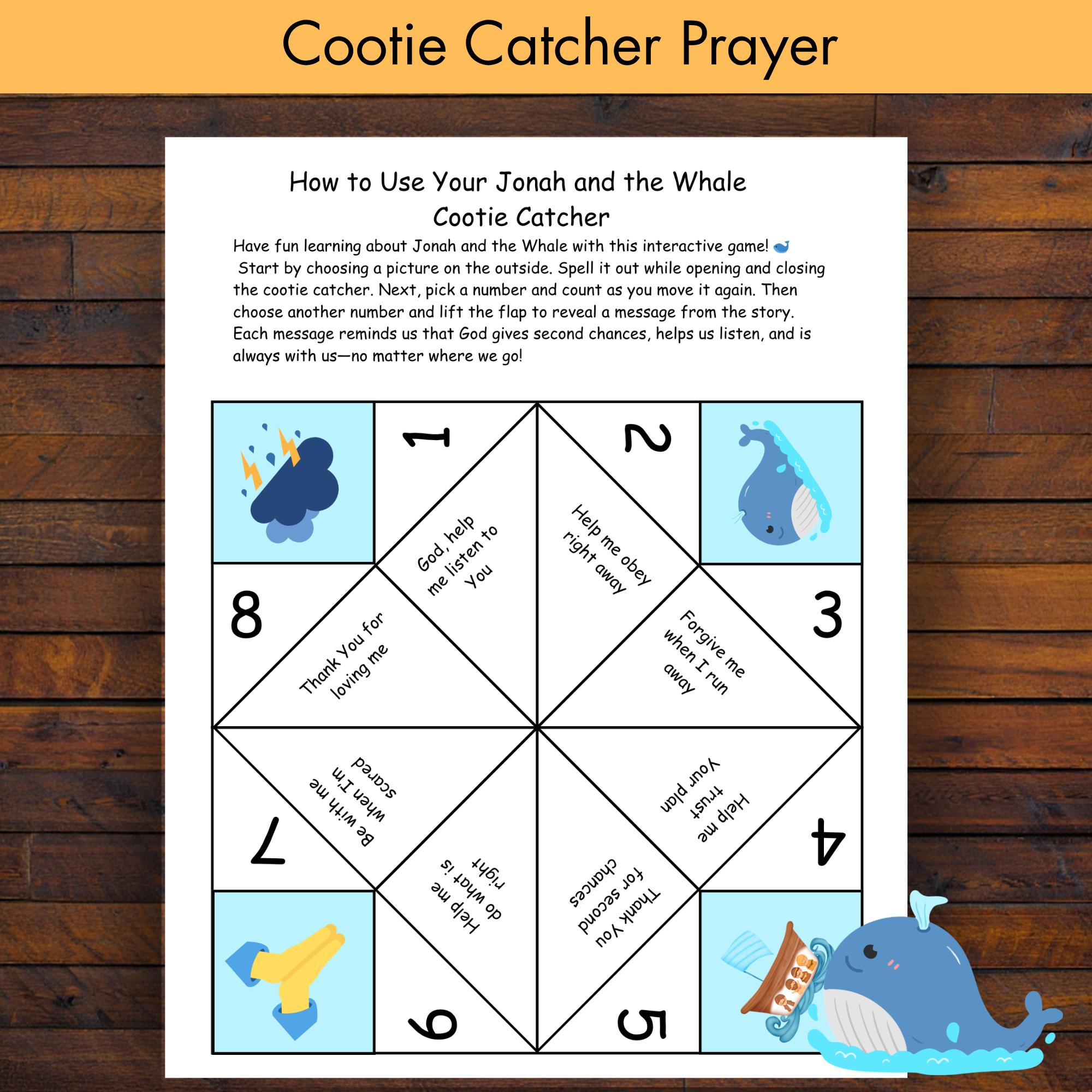Cootie Catcher Jonah and the Whale Activity: Sunday School Craft for ...