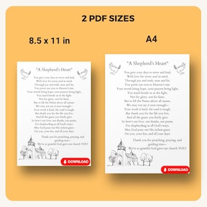 Pastor Appreciation Poem Print: Clergy Gift, Thank You Verse (digital