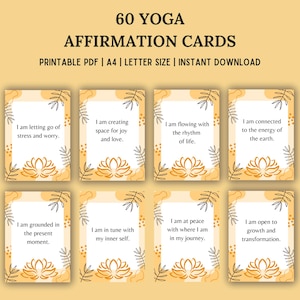 Cartes d'affirmation de yoga - jeu de cartes à imprimer - outils de méditation et de pleine conscience - citations inspirantes de yoga - décoration de studio de yoga