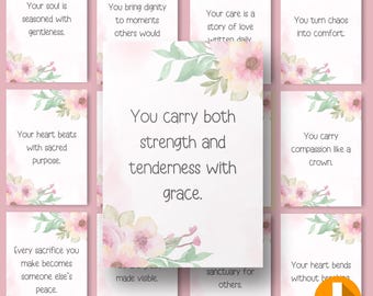 Affirmation Cards for Caregivers, Inspirational Quote Deck, Self-Care Gifts, Daily Motivation, Wellness Cards