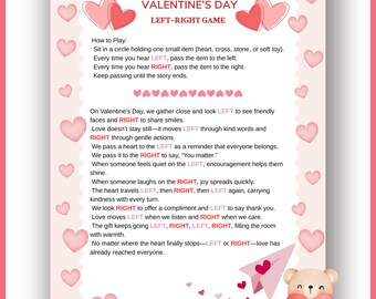 Valentines Left Right Game, Fun Printable Gift Exchange Game, Pass the Prize, Perfect for Parties and Events