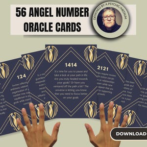 Jeu d'Oracle avec messages numériques, jeu de cartes Oracle imprimable, message de guide spirituel, orientation spirituelle et connexion avec les anges