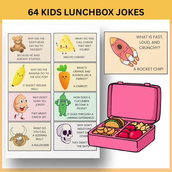 Lunchbox Jokes for Kids - Joke of the Day Cards Funny Lunch Notes - Kids Riddles