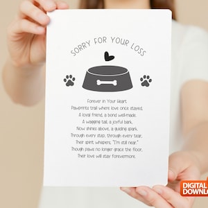 Carte de sympathie pour la perte d'un chien imprimable, carte de condoléances pour animal de compagnie, cadeau de deuil de chien, téléchargement numérique, pont arc-en-ciel