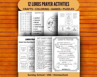 Lord's Prayer Activities for Kids, 12 Sunday School Worksheets & Prayer Games